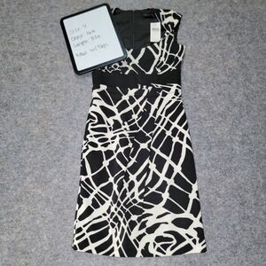 Max and‎ Cleo Black White Abstract Print Sleeveless Sheath Dress - Size 4 - NWT